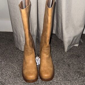New York & Company Tall Tan Leather Ankle Boots